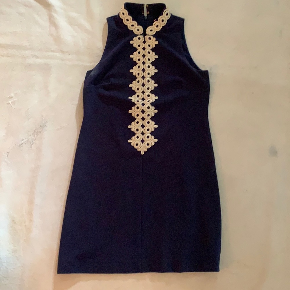 Lilly Pulitzer gorgeous navy dress gold